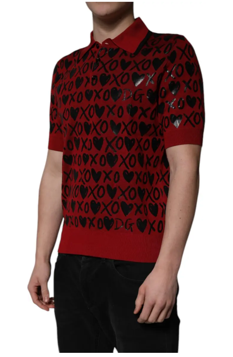 Dolce & Gabbana Red Cotton XOXO Polo T-shirt