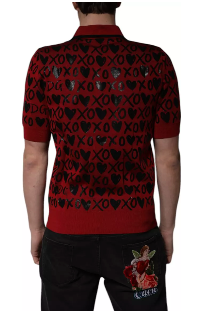 Dolce & Gabbana Red Cotton XOXO Polo T-shirt