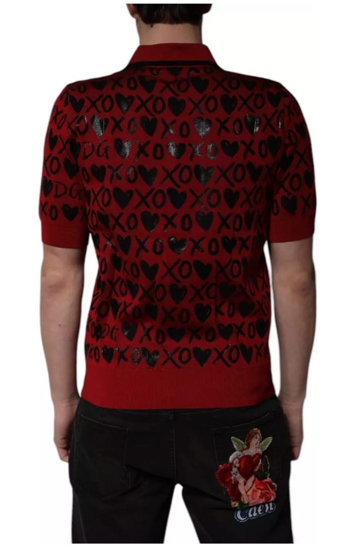 Dolce & Gabbana Red Cotton XOXO Polo T-shirt