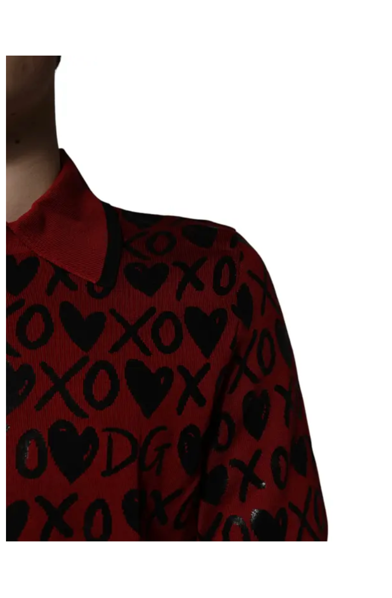 Dolce & Gabbana Red Cotton XOXO Polo T-shirt
