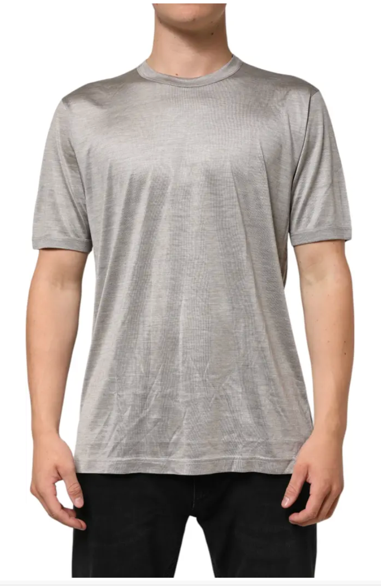 Dolce & Gabbana Beige Hazelnut Silk Shortsleeve Shirt T-shirt