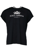 Dolce & Gabbana Dark Blue Logo Crown Cotton Crew Neck T-shirt