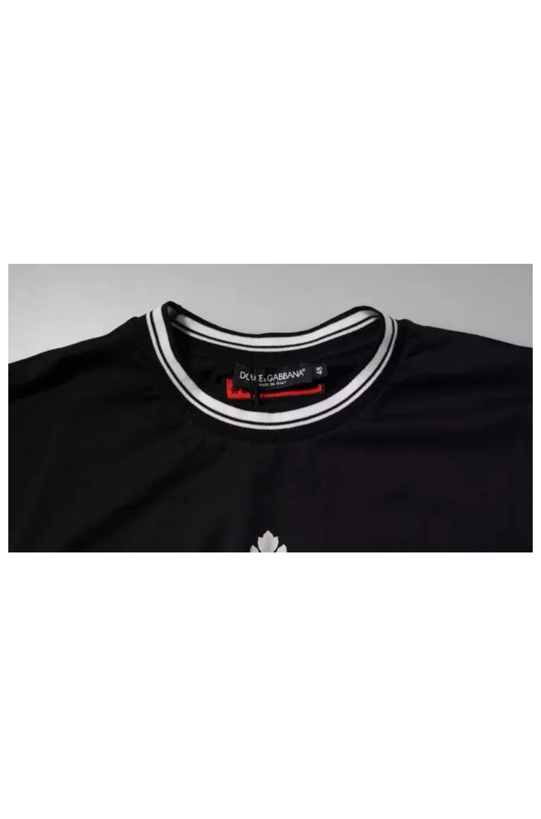 Dolce & Gabbana Dark Blue Logo Crown Cotton Crew Neck T-shirt
