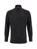 Tom Ford Black Lyocell-Silk Jersey Shirt with Button-Down Collar – Siebentaschen