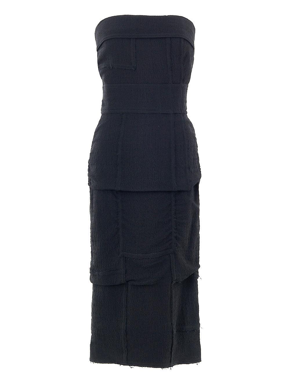 Tom Ford Black Draped Viscose Dress with Bustier Detail