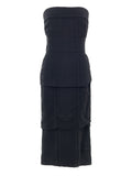 Tom Ford Black Draped Viscose Dress with Bustier Detail