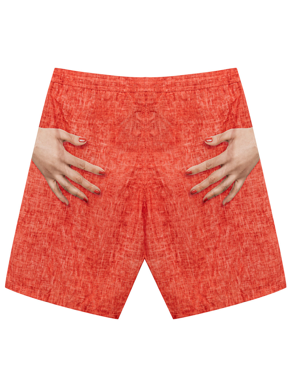 Isaia Men's Coral Print Swim Shorts in Red – Linen Effect – Siebentaschen