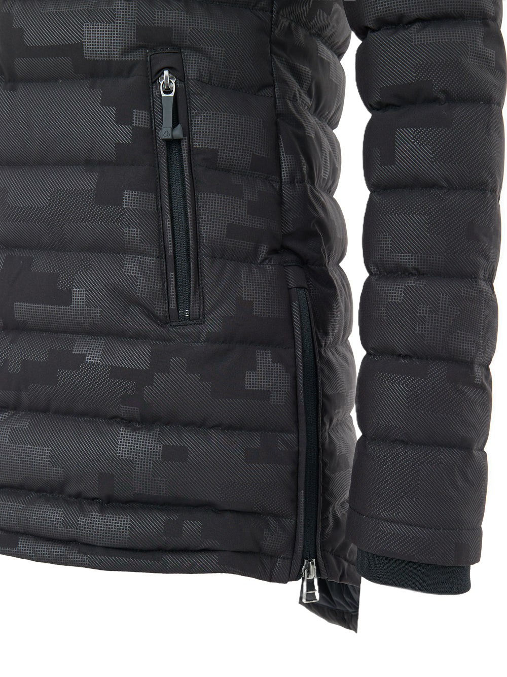 Lightweight Black Down Jacket with Tone-on-Tone Moose Knuckles Print