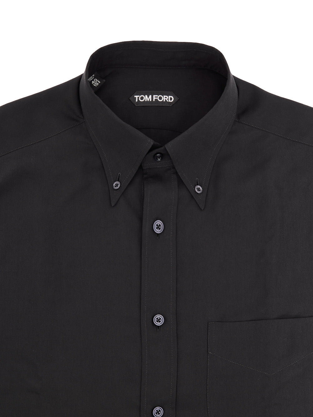 Tom Ford Black Lyocell-Silk Jersey Shirt with Button-Down Collar – Siebentaschen