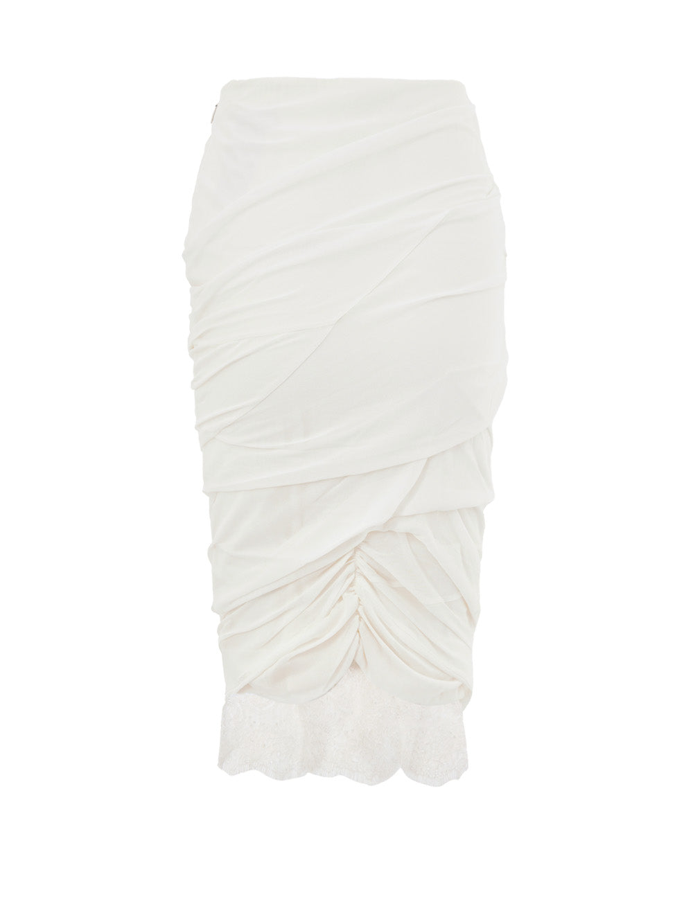 Tom Ford White Draped Skirt with Lace Detail