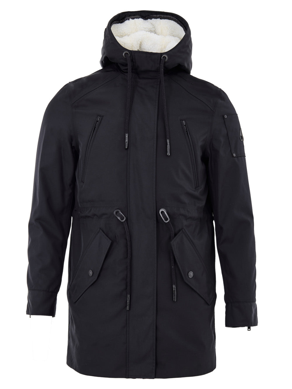 Drawstring Parka in Black with Sheep Fur Moose Knuckles