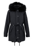 Black Parka Jacket in Technical Fabric with Moose Knuckles Fur