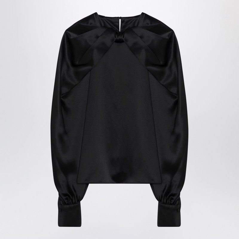 Max Mara Pianoforte Black silk satin blouse