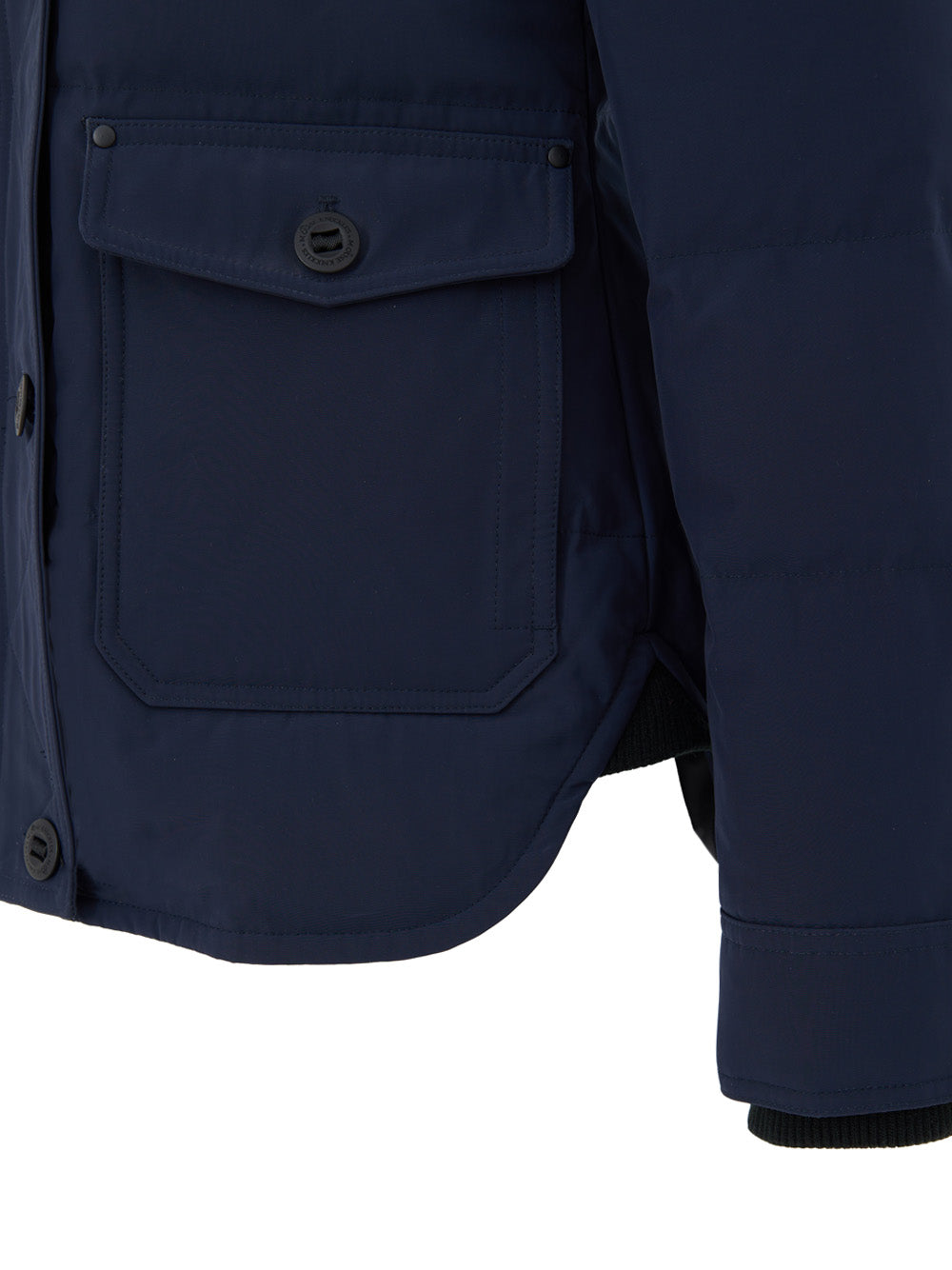 Moose Knuckles Blue Hooded Field Jacket with Fur