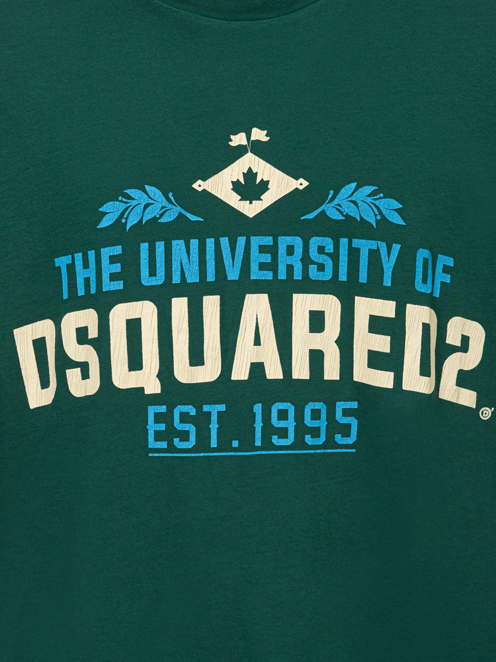 Green Cotton Overfit T-shirt with Dsquared2 Print.