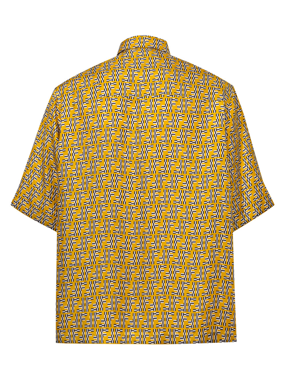 Hita Yellow Silk Shirt with Labyrinth Print Fendi