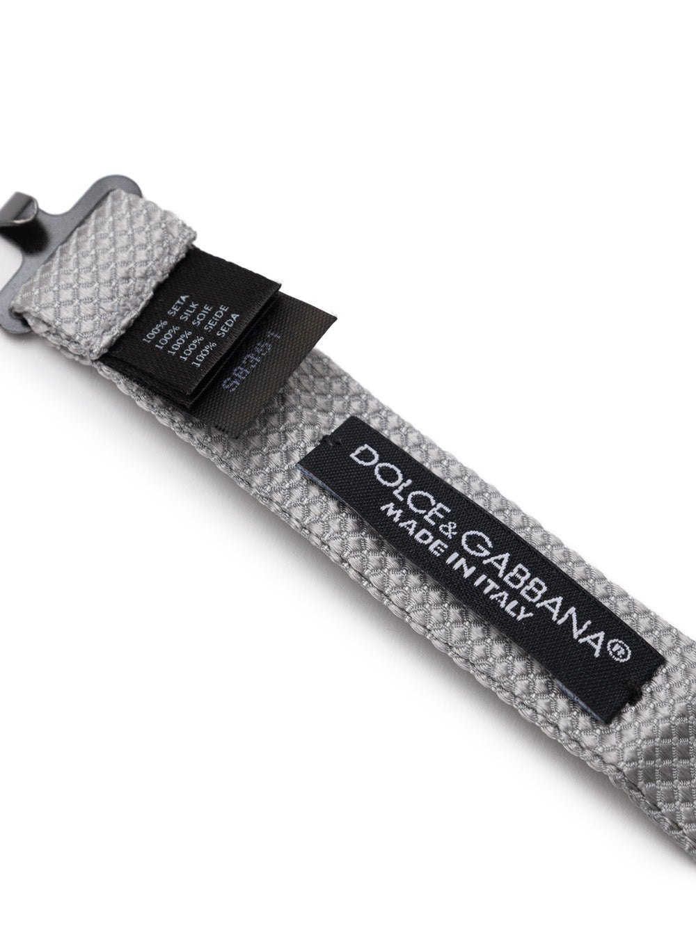 Dolce & Gabbana Silver Silk Embroidery Bow Tie