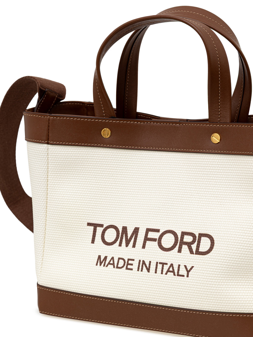 Tom Ford T-Screw Medium Tote in Ivory Canvas & Brown Leather – Siebentaschen