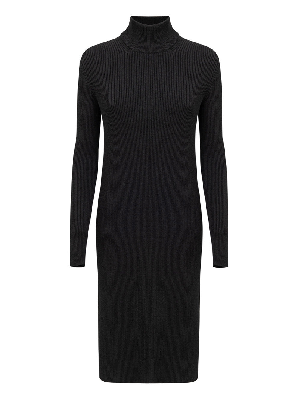 Bottega Veneta Black Ribbed Wool Stretch Maxi Dress – Siebentaschen
