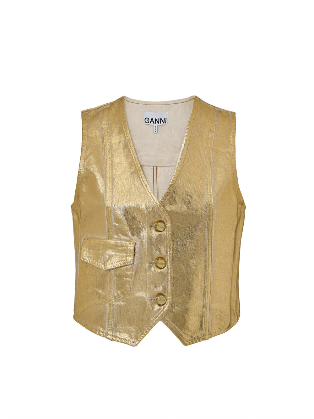 Ganni Gold Coated Gilet