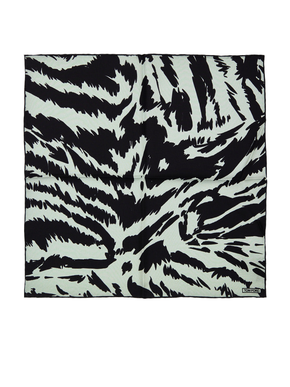 Light Gray Silk Pocket Square with Tom Ford Print