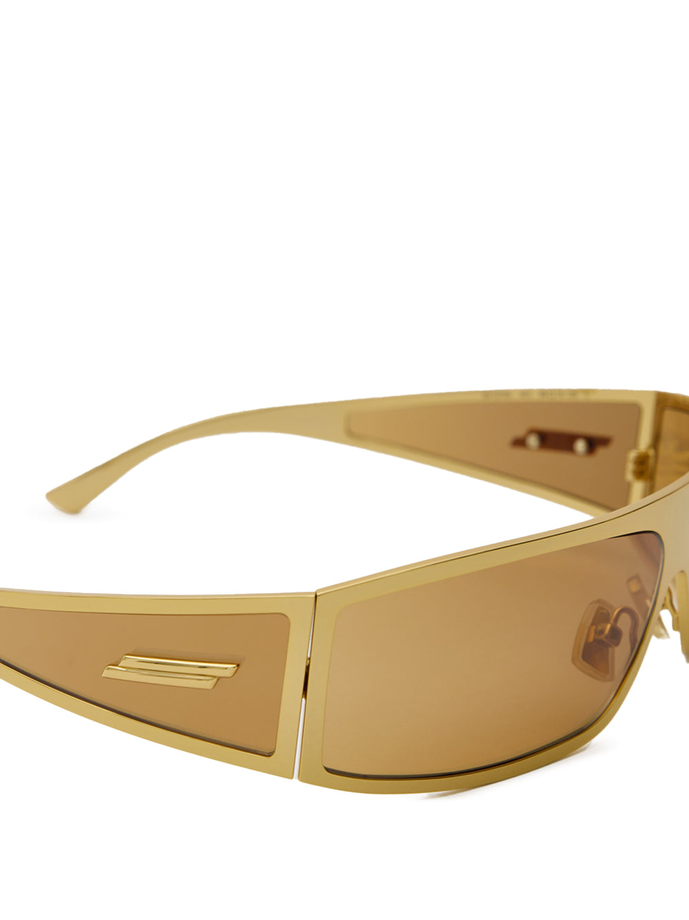 Bottega Veneta Gold Metal Wraparound Sunglasses