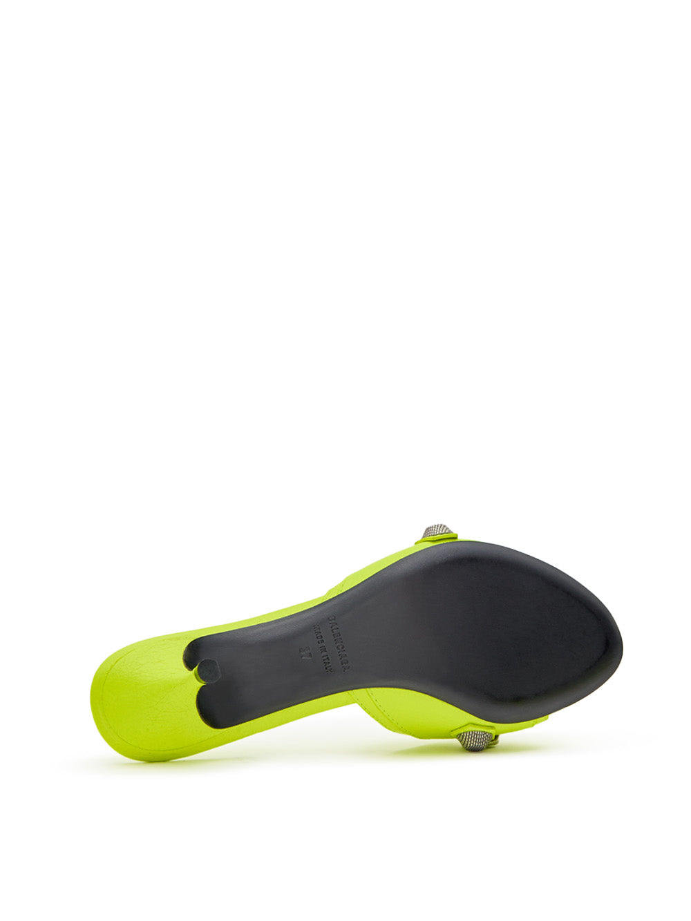 Balenciaga Cagole Mule Heels in Fluorescent Yellow with Studs – Siebentaschen