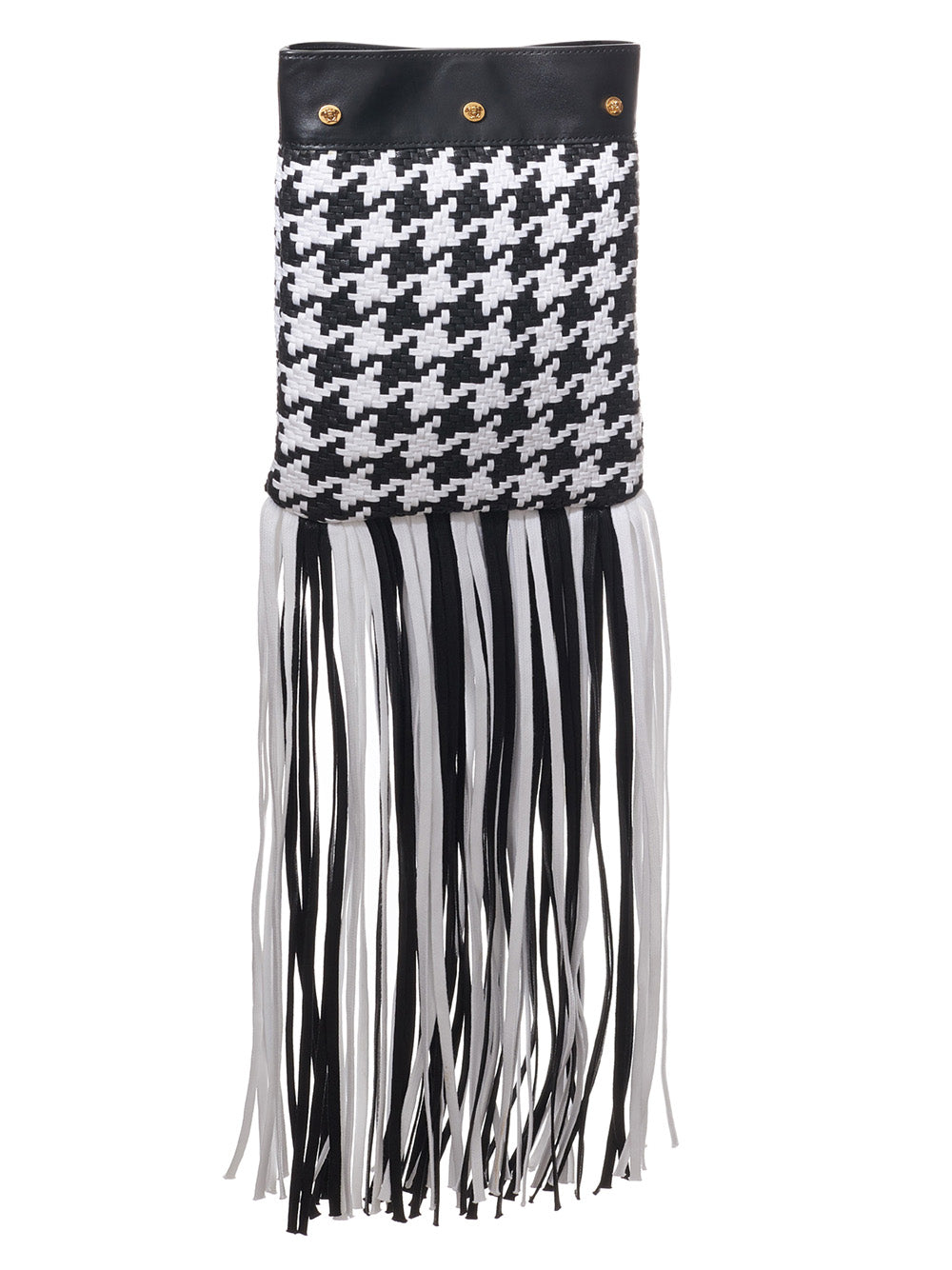 Versace Pied-de-poule shoulder bag with fringes