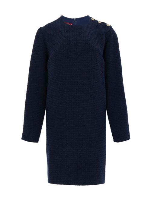 Gucci Blue Bouclé Midi Dress with Logo Buttons – Women – Siebentaschen
