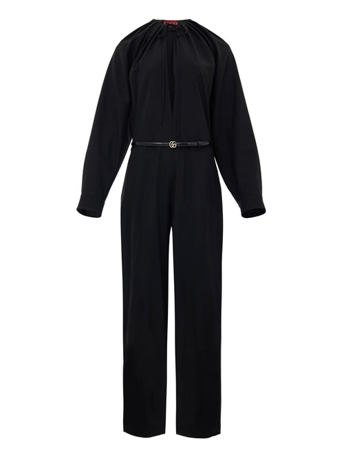 Gucci Black Belted Jumpsuit with Wide Neckline – Women – Siebentaschen