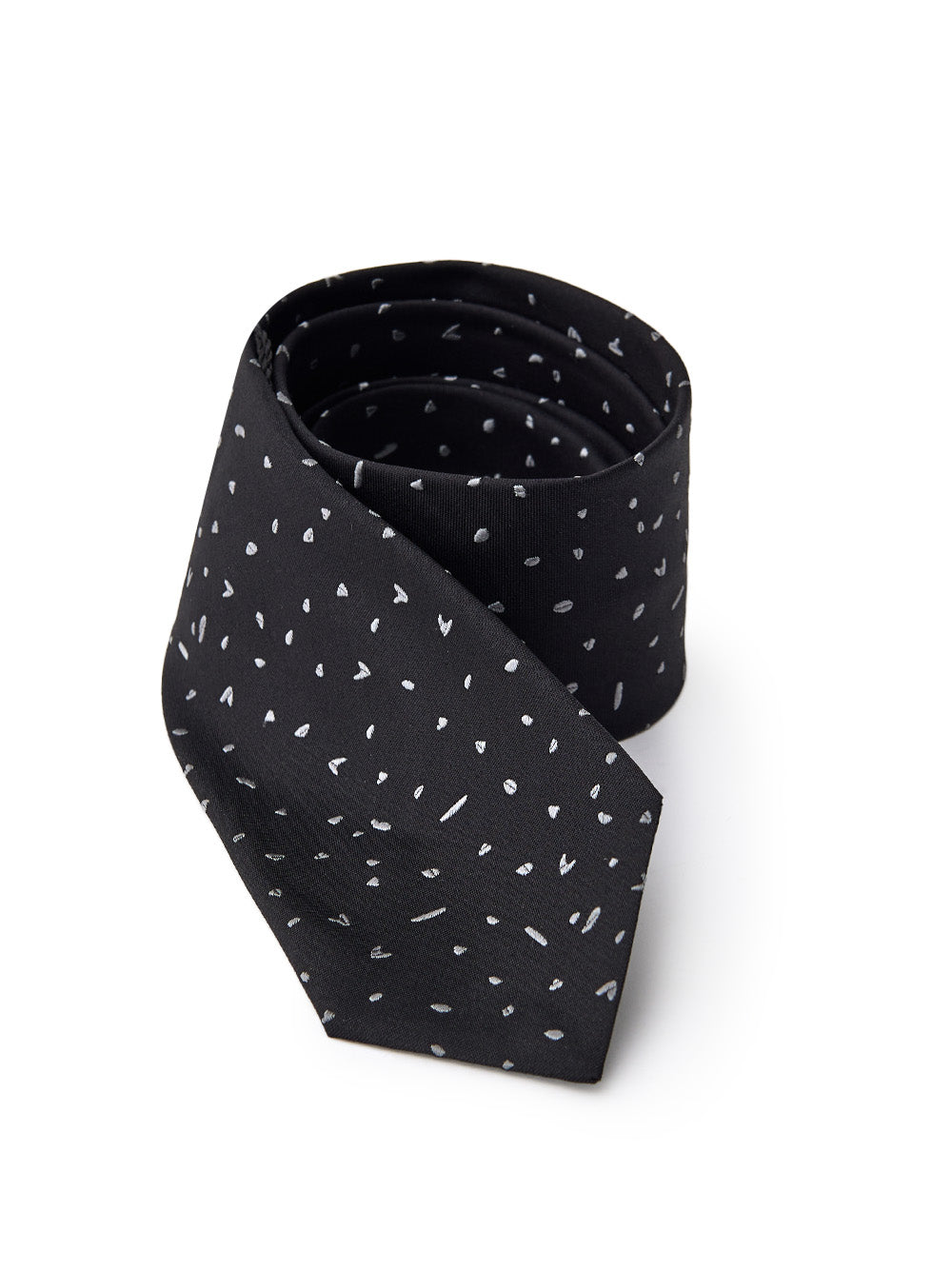 Jil Sander Black Silk Tie with Micro Print 7cm