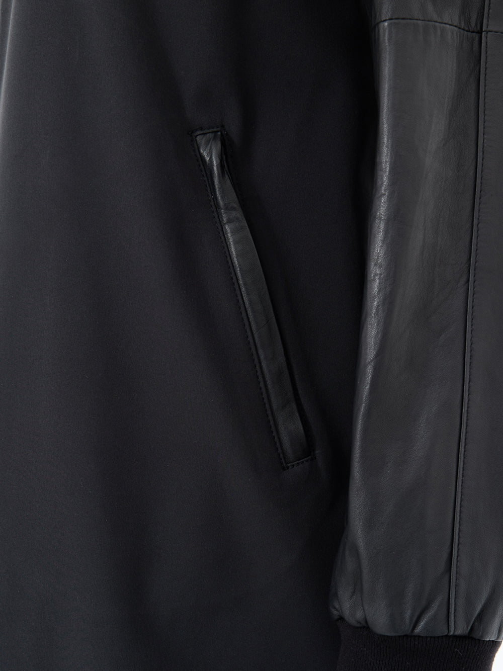 Black Parka in Technical Fabric and Leather by Moose Knuckles