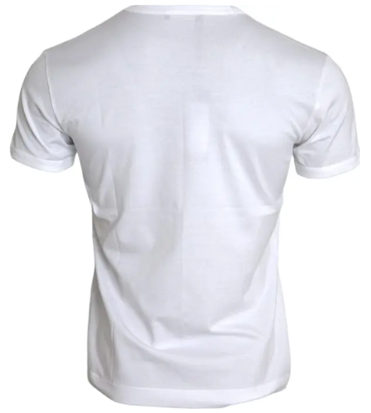 Dolce & Gabbana White cotton round-neck short-sleeved T-shirt