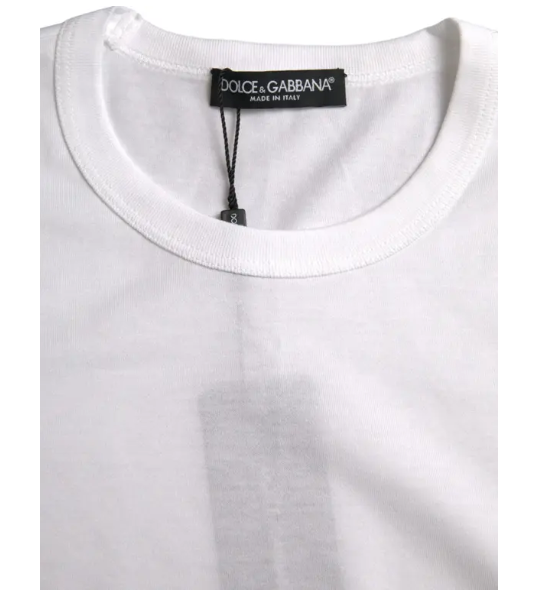 Dolce & Gabbana White cotton round-neck short-sleeved T-shirt