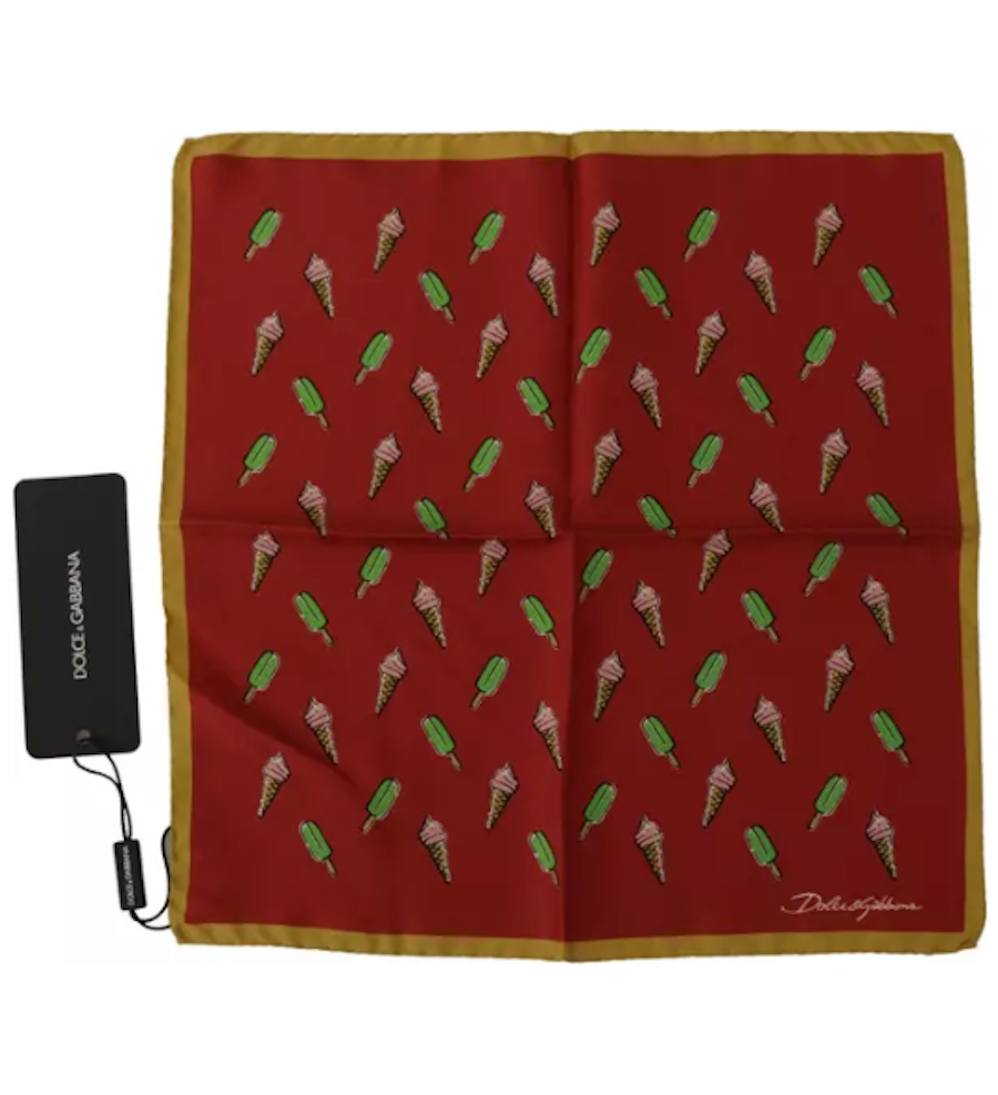 Dolce & Gabbana Multicolor Printed Square Mens Handkerchief Scarf