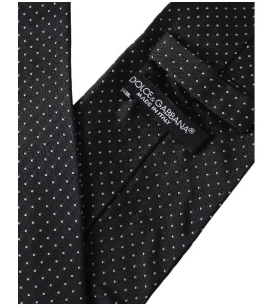 Dolce & Gabbana Black Polka Dot Silk Adjustable Men's Tie