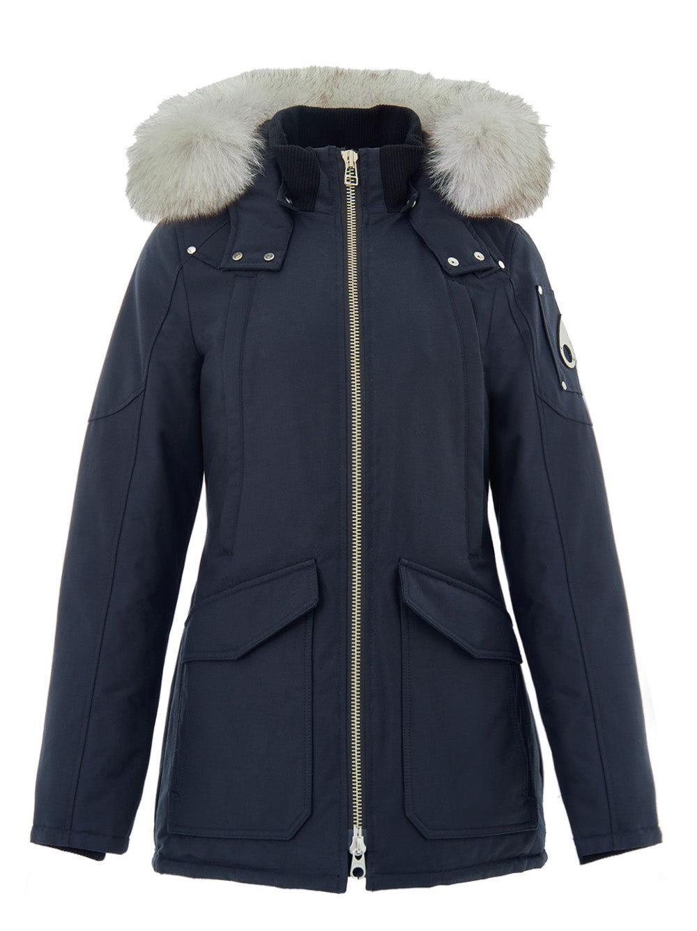Moose Knuckles Field Jacket with Fur Collar in Blue