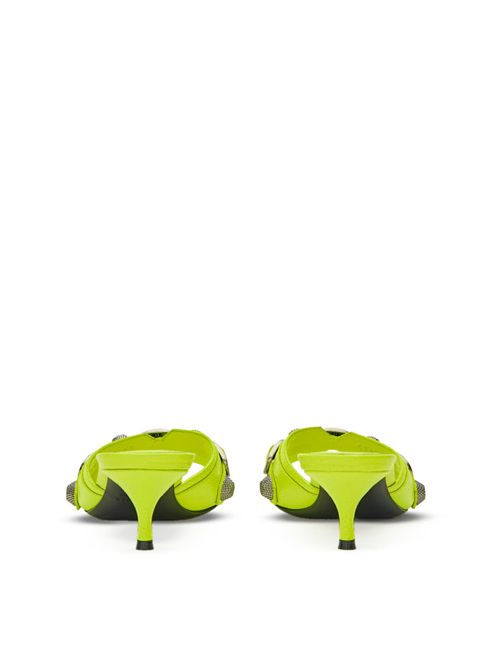 Balenciaga Cagole Mule Heels in Fluorescent Yellow with Studs – Siebentaschen