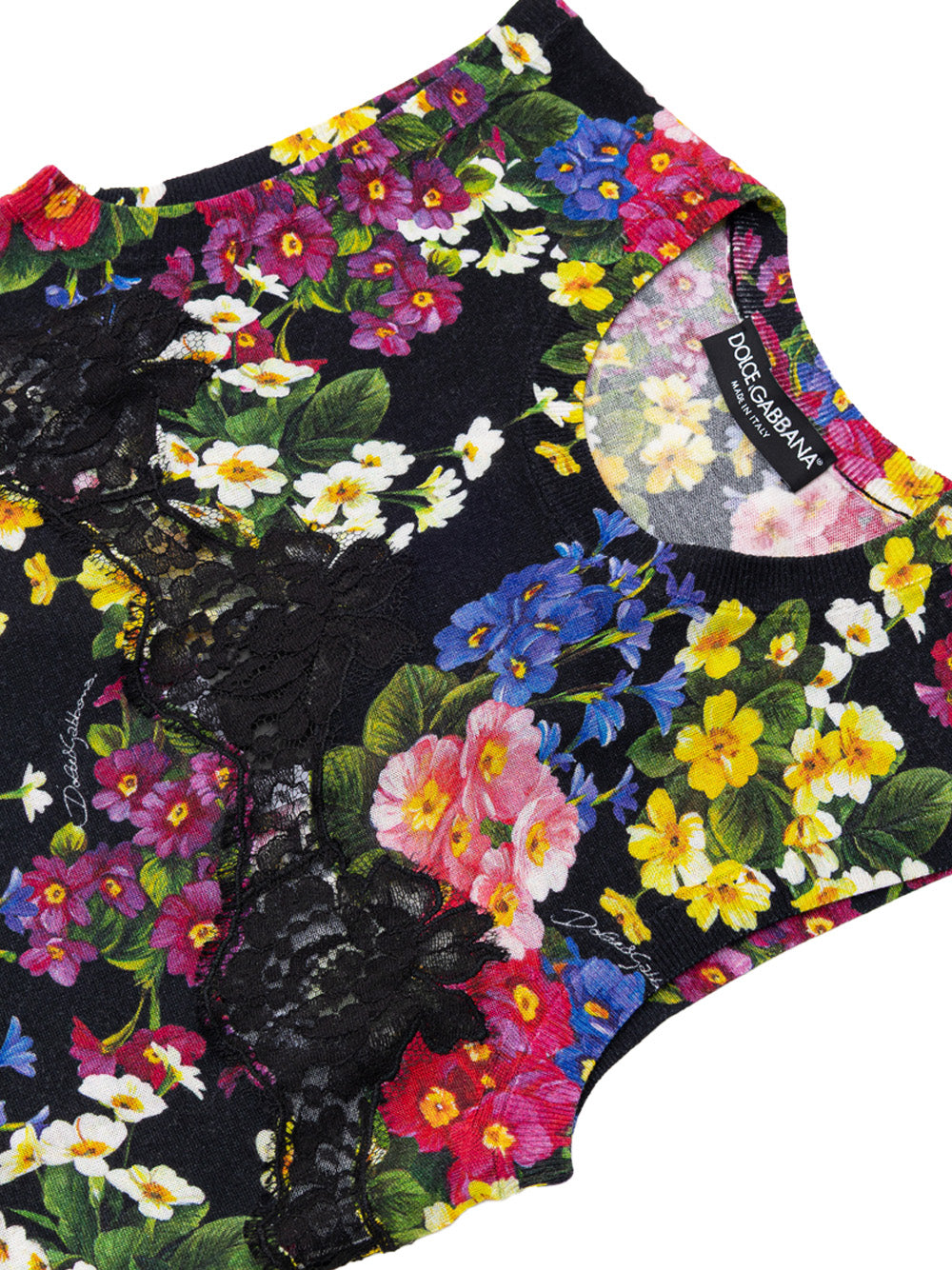 Dolce & Gabbana Multicolor Floral Knit Sleeveless Top Black – Siebentaschen