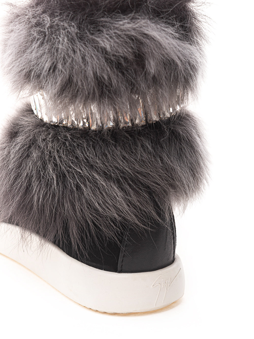 Black Sneaker with Fur and Crystals Giuseppe Zanotti