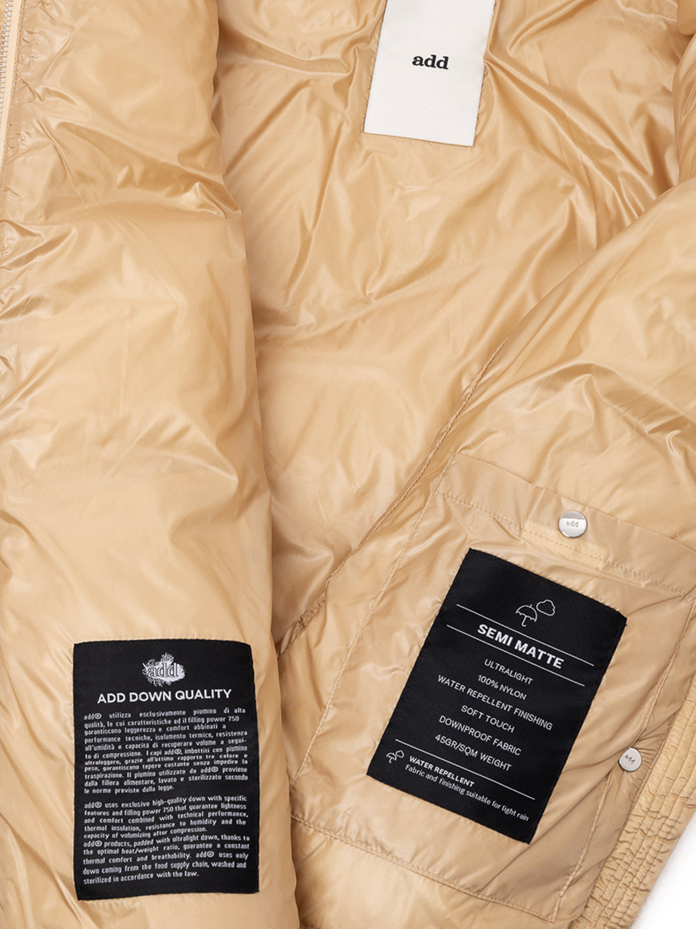 Down jacket with removable hood ADD