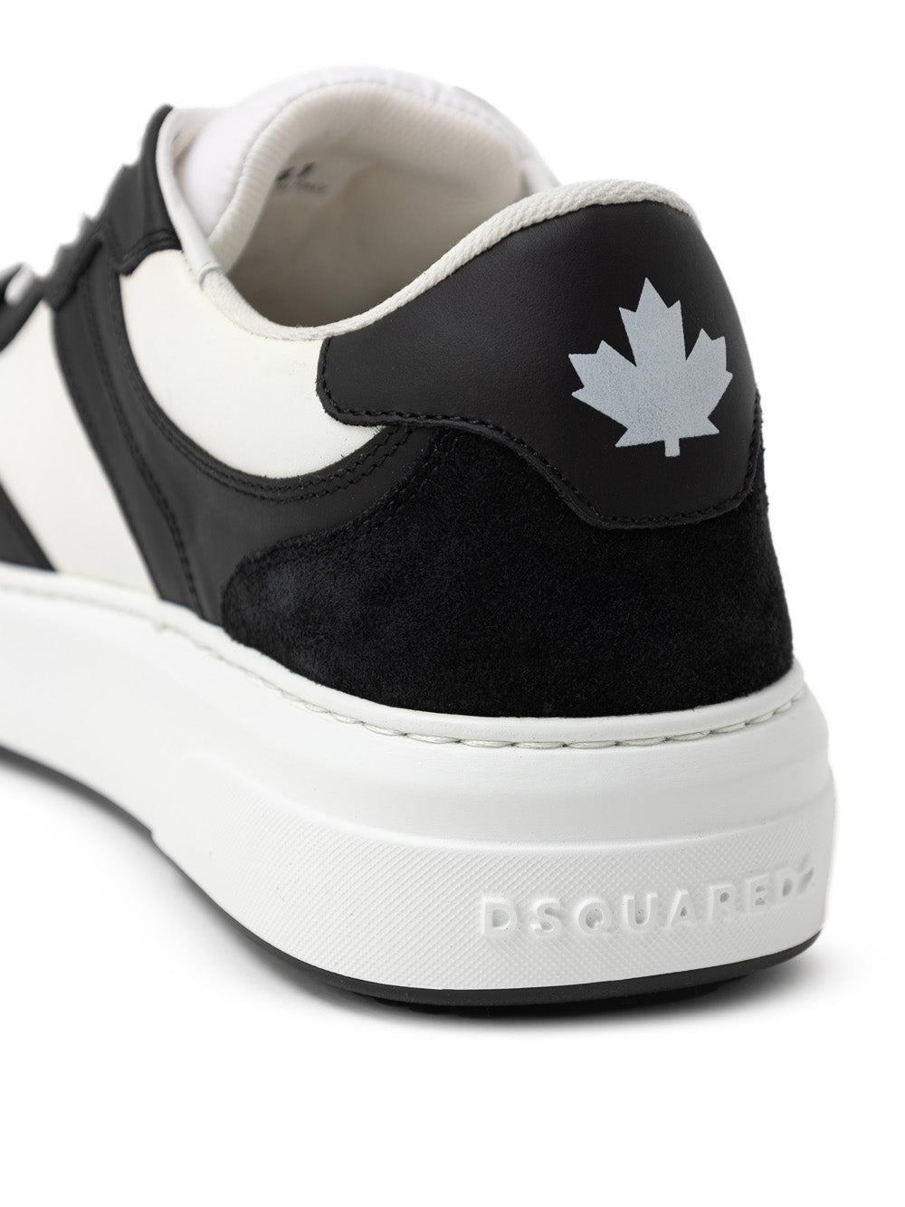 Dsquared2 Bumper Leather Sneakers in Black and White with Camo Detail – Siebentaschen