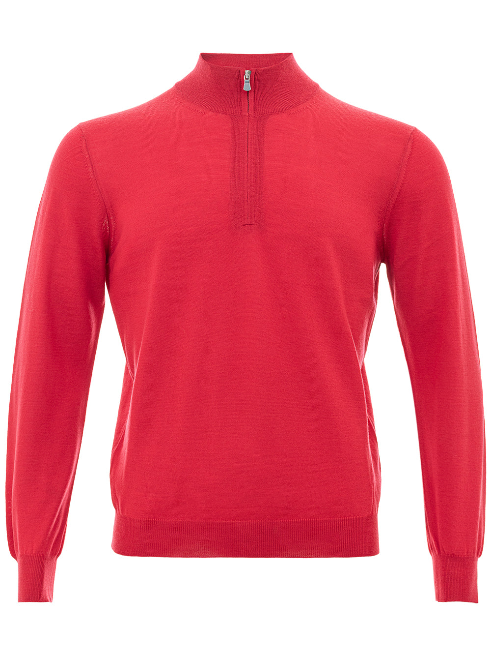 Cyclamen mock neck sweater with half zip Gran Sasso