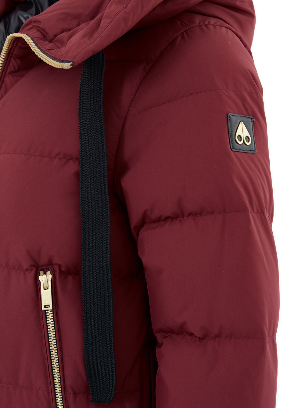 Burgundy Padded Down Jacket with Gold Zip by Moose Knuckles