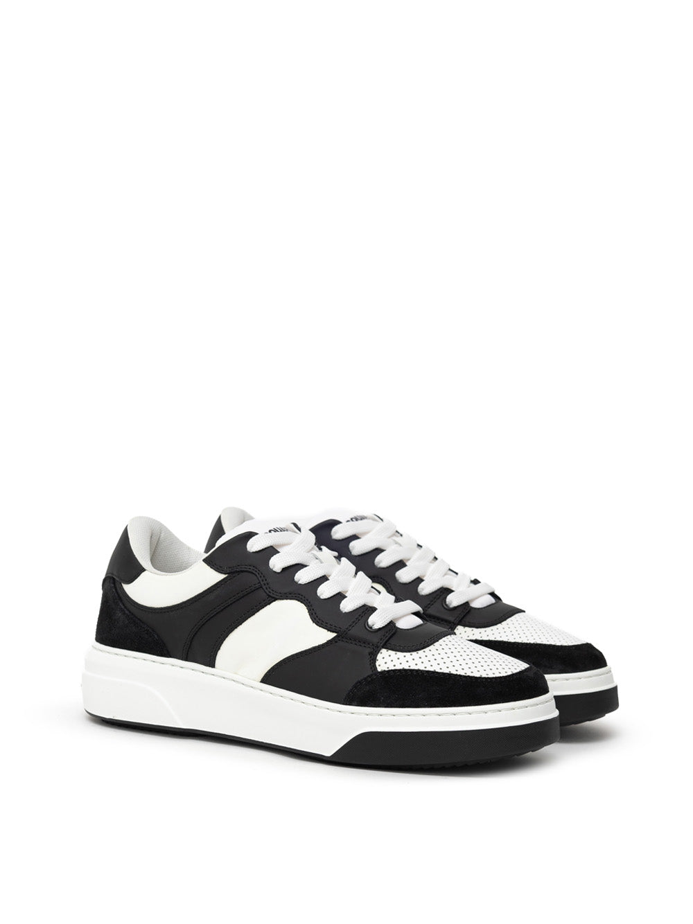 Dsquared2 Bumper Leather Sneakers in Black and White with Camo Detail – Siebentaschen