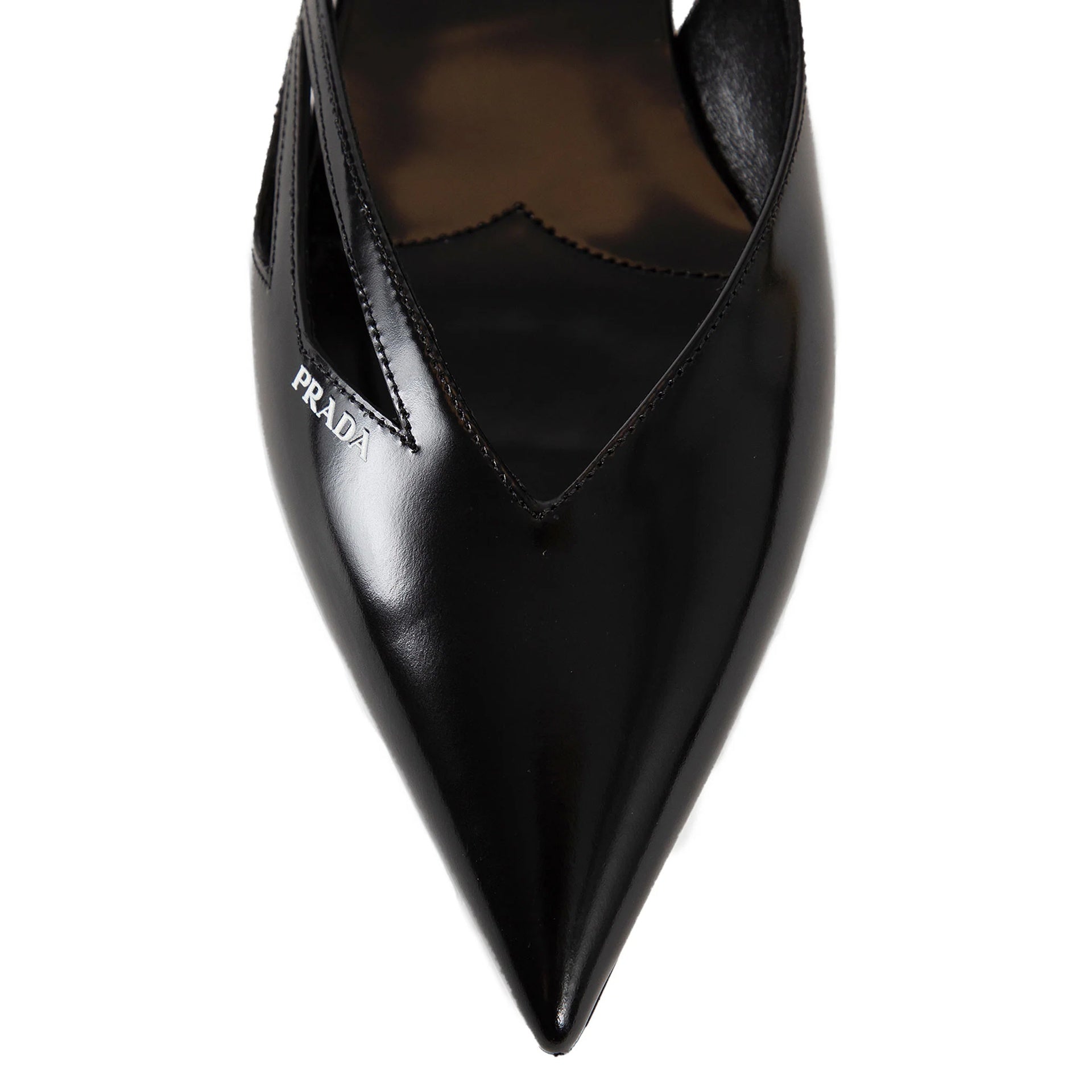 Prada Brushed Leather Cut-Out Ballerina Flats