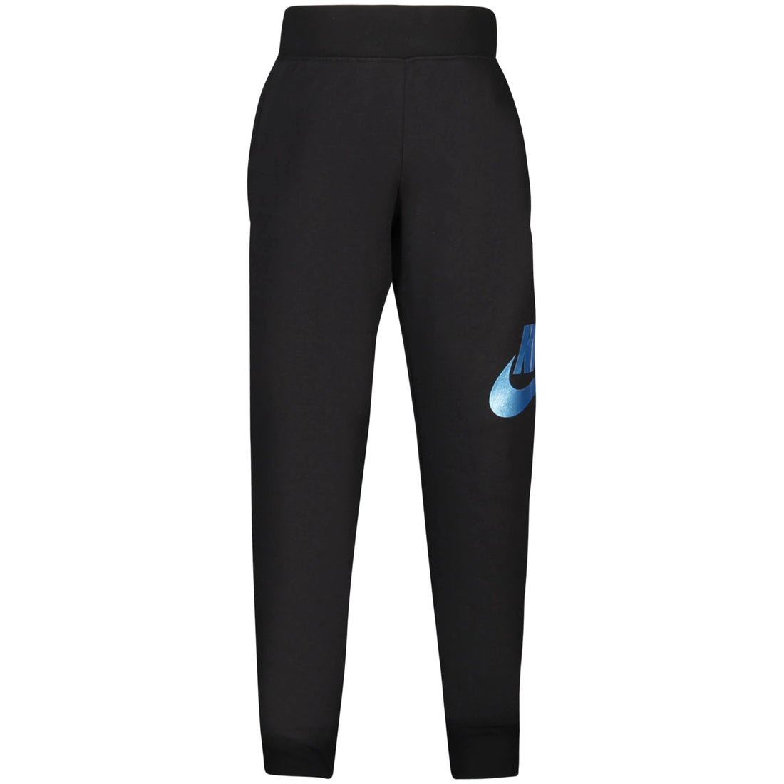 Kids Black Long Track Pants with Elastic Waist and Ankle Cuffs