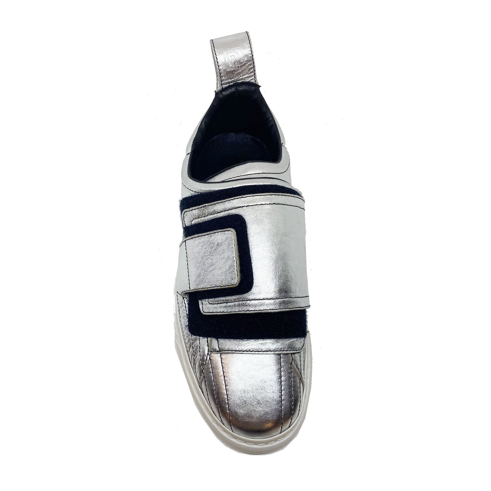 Paco Rabbane Crackled Metallic Leather Sneakers
