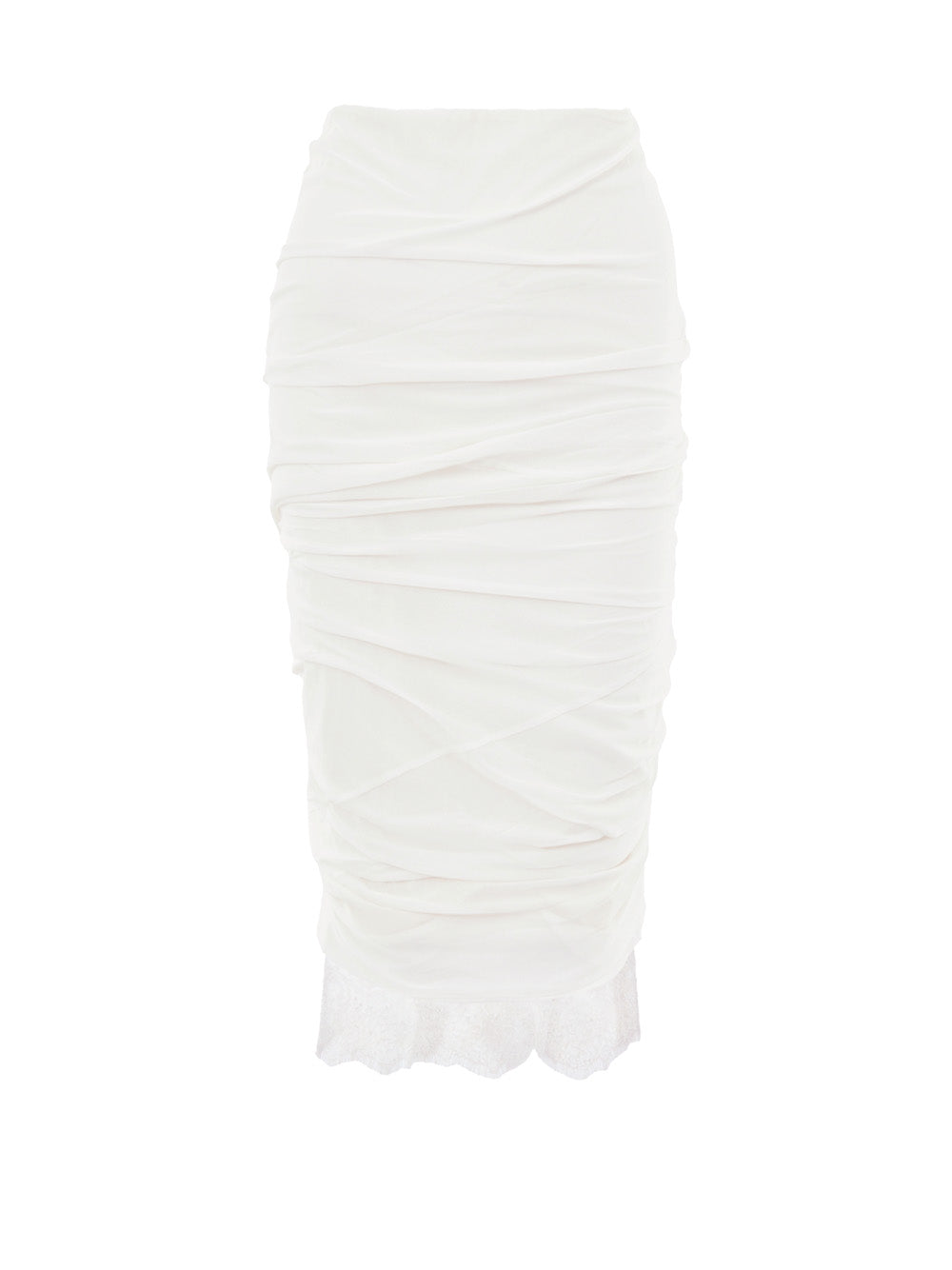 Tom Ford White Draped Skirt with Lace Detail
