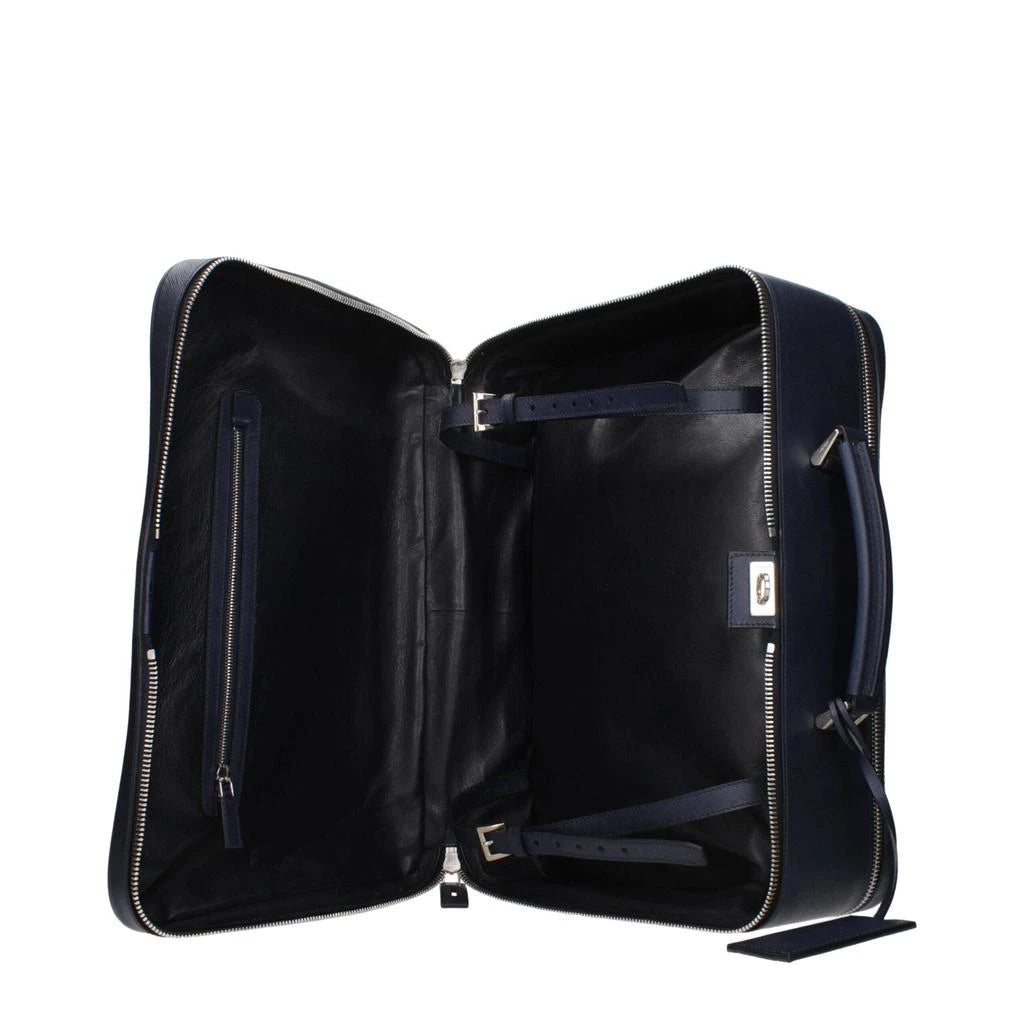 Prada Men Blue Leather Travel Bag